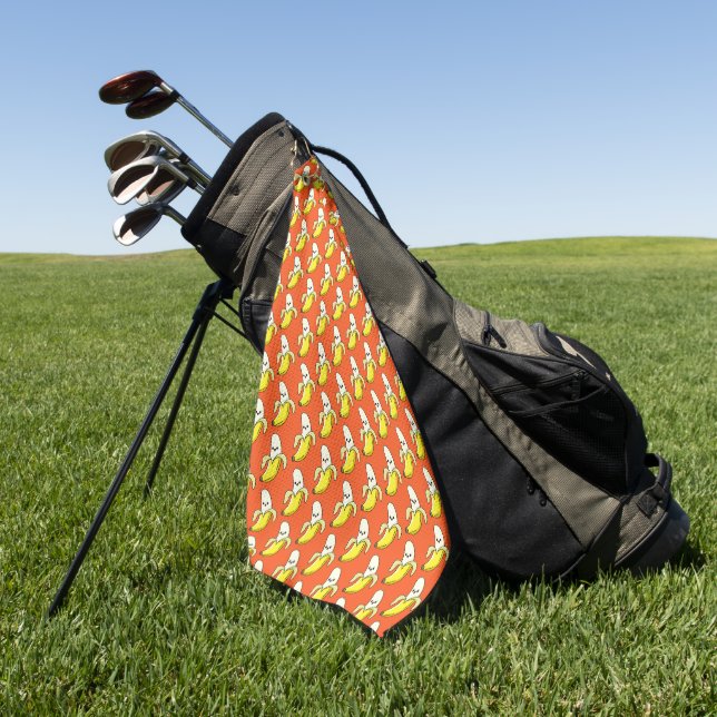 Serviette De Golf Bananes Drôle Sur Orange (Vert)