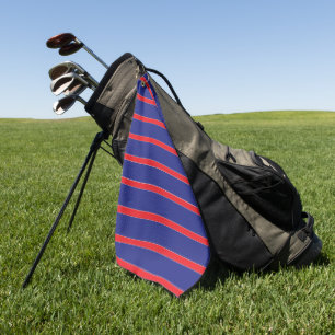 Serviette De Golf Bande rouge et blanche sur bleu marine