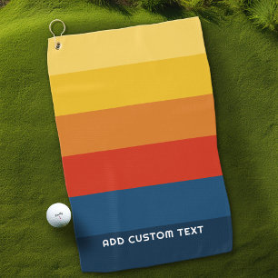 Serviette De Golf Bandes de coucher de soleil rétroactives avec nom