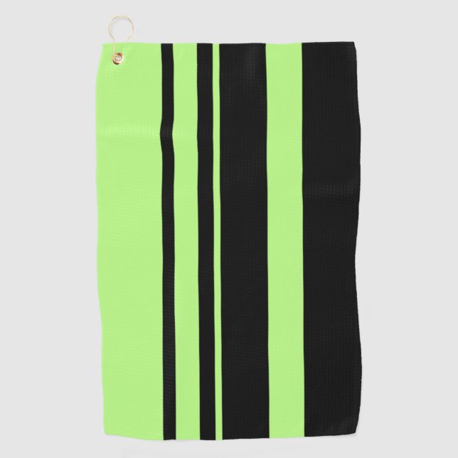 Serviette De Golf Bandes de néon vert fluorescent horizontales (Devant)