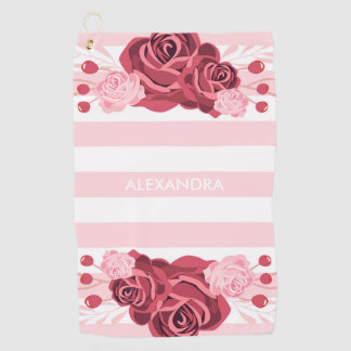 Serviette De Golf Bandes florales roses