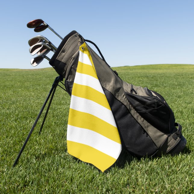 Serviette De Golf Bandes Jaunes, Blancs, Motif rayé (Vert)