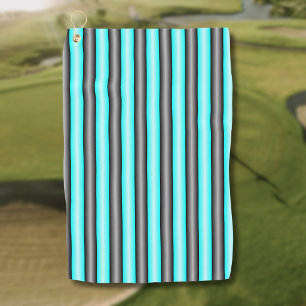 Serviette De Golf Bandes métalliques 3D bleu néon et noir modernes