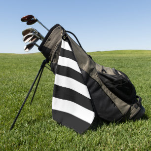 Serviette De Golf Bandes noires et blanches, Motif rayé, Lignes