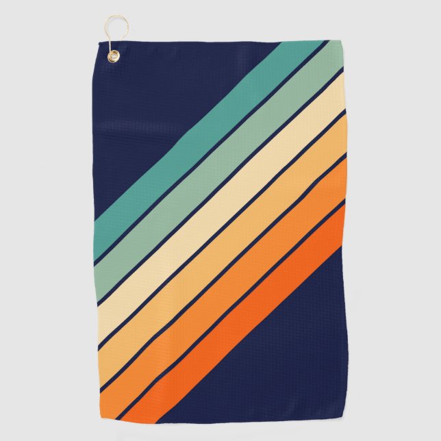 Serviette De Golf Bandes rétro Colorée les années 70 80s Design (Devant)