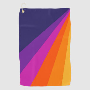 Serviette De Golf Bandes rétro en diagonale violette et orange