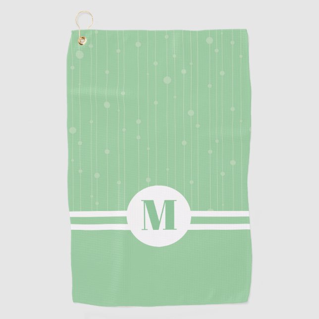 Serviette De Golf Bandes vertes à la menthe monogramme pastel minima (Devant)