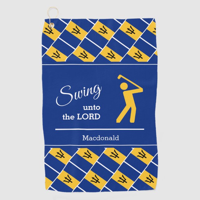Serviette De Golf BARBADOS Personnalisé Chrétien Swing Au Seigneur (Devant)