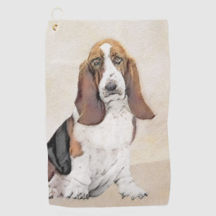 Serviette De Golf Basset Hound Painting - Cute Original Dog Art