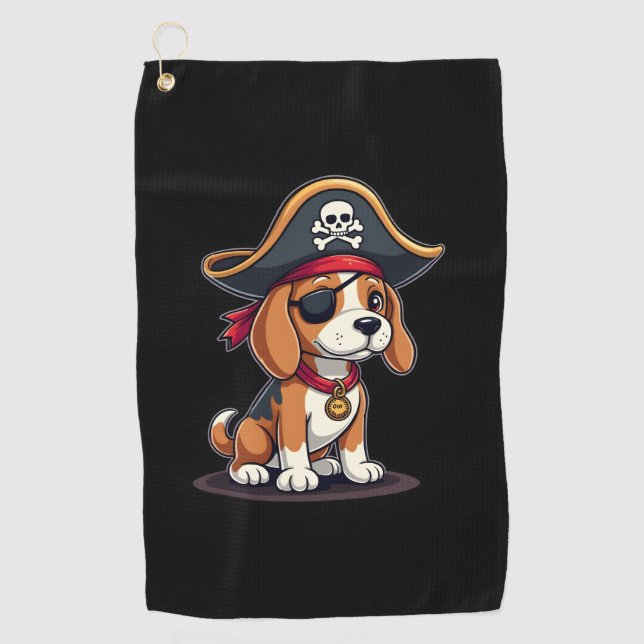 Serviette De Golf Beagle Costume de pirate Jolly roger Drapeau Croix (Devant)