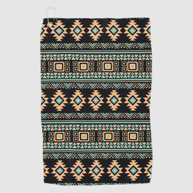 Serviette De Golf Beau aztèque noir et bleu pastel (Devant)