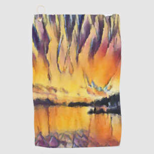Serviette De Golf Beau lever de soleil comme design aquarel