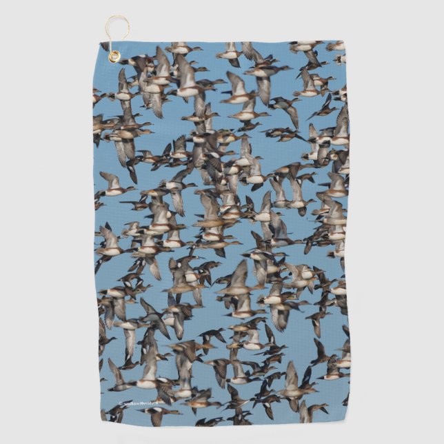 Serviette De Golf Beaux canards d'hiver en vol (Devant)