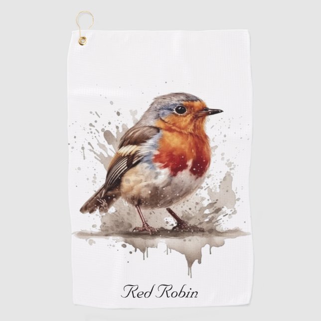 Serviette De Golf Bélier rouge mignon en aquarelle, personnalisable (Devant)