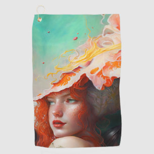 Serviette De Golf Belle artiste Abstraite Red Haired Ginger Girl