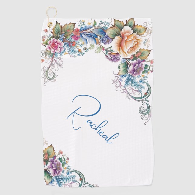 Serviette De Golf Belle florale personnalisée (Devant)