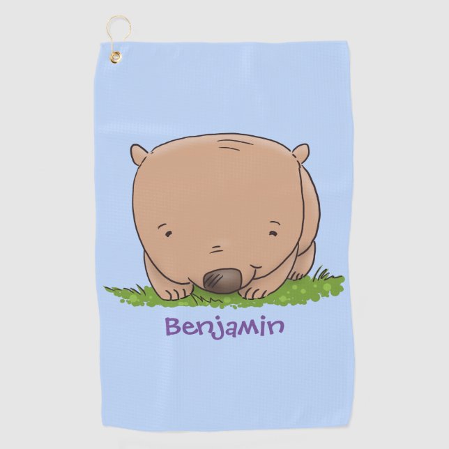 Serviette De Golf Belle illustration de dessin animé de bébé wombat (Devant)