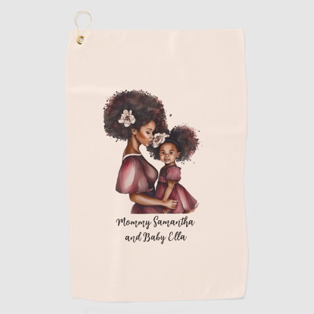 Serviette De Golf Belle mère et fille noire (27) (Devant)
