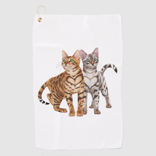 Serviette De Golf Bengale Cat Buddies Rosette et Snow Bengale Cats P (Devant)