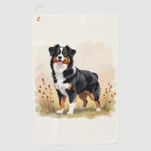 Serviette De Golf Berger australien Tricolore noir Chien australien