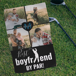 Serviette De Golf Best Boyfriend Par Photo Collage Monogramme
