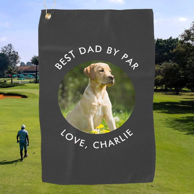 Serviette De Golf Best Dad By Par Custom Photo Name Personalized (Créateur téléchargé)