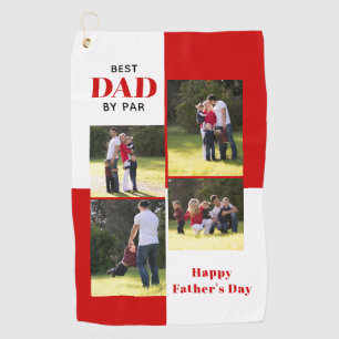 Serviette De Golf Best Dad By Par quatre photos Fête des pères rouge