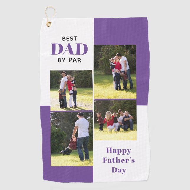 Serviette De Golf Best Dad By Par quatre photos violet Fête des père (Devant)