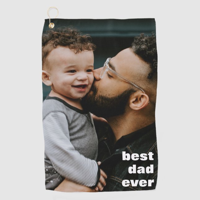 Serviette De Golf Best Dad Ever Full Photo Personalized (Devant)