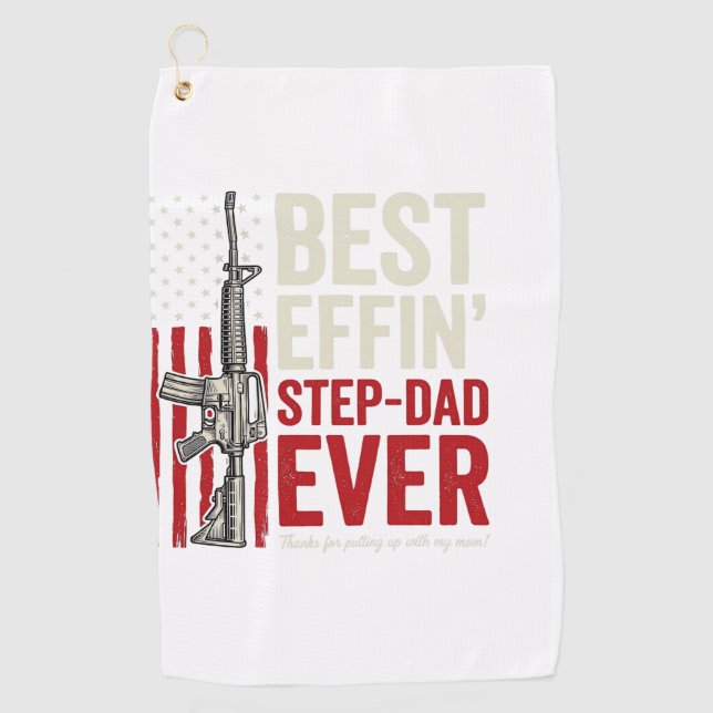 Serviette De Golf Best Effin Step-Dad Ever Patriotic Vintage Vector_ (Devant)
