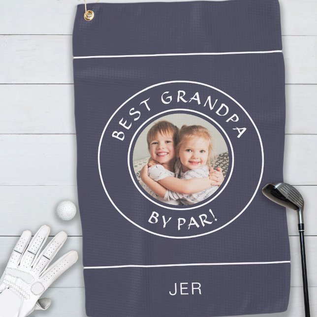 Serviette De Golf Best Grandpa By Par Golfer Modern Photo Cadeau Ble (Créateur téléchargé)