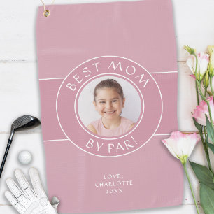 Serviette De Golf Best Mom By Par Par Golfer Photo Fun Cadeau Rose P