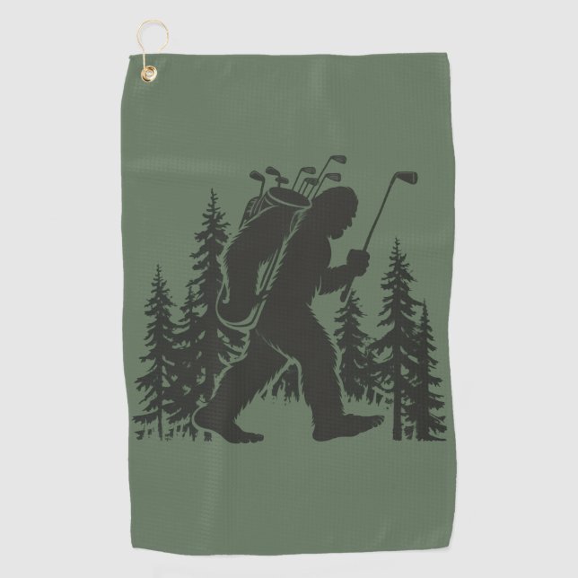 Serviette De Golf Bigfoot Golfer Tree Funny Sasquatch Golfing Golf (Devant)