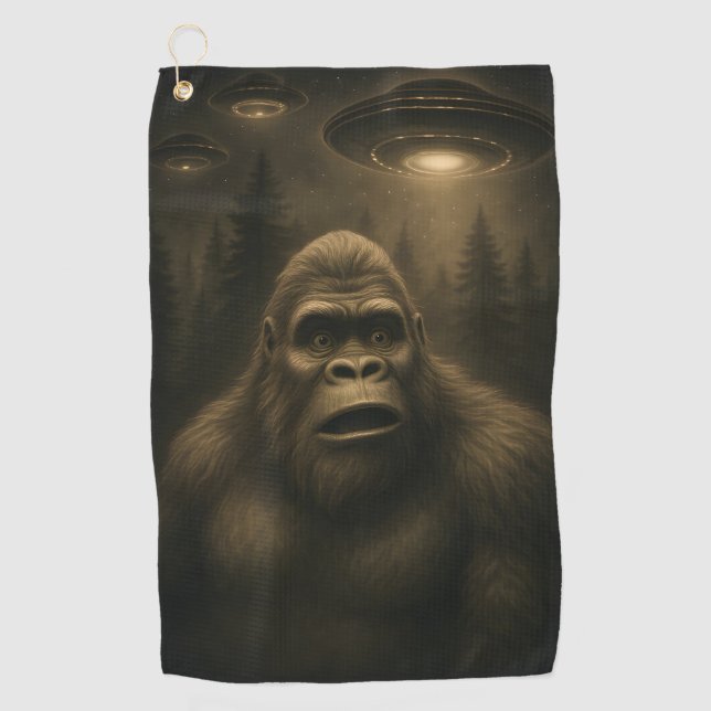 Serviette De Golf Bigfoot Sasquatch Alien UFO Funny (Devant)
