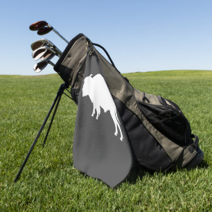 Serviette De Golf Bison blanc Silhouette animal sauvage