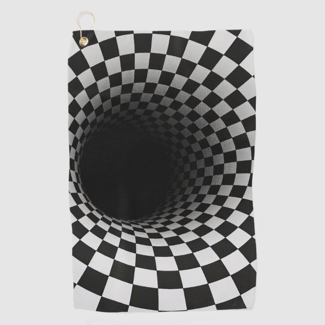 Serviette De Golf Black and White Optical Illusion Tunnel (Devant)