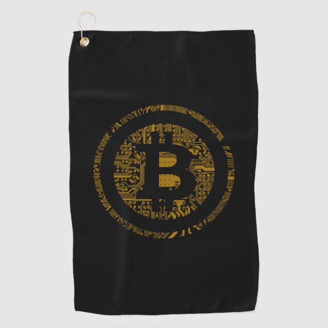 Serviette de golf Black Bitcoin Circuitry (Devant)