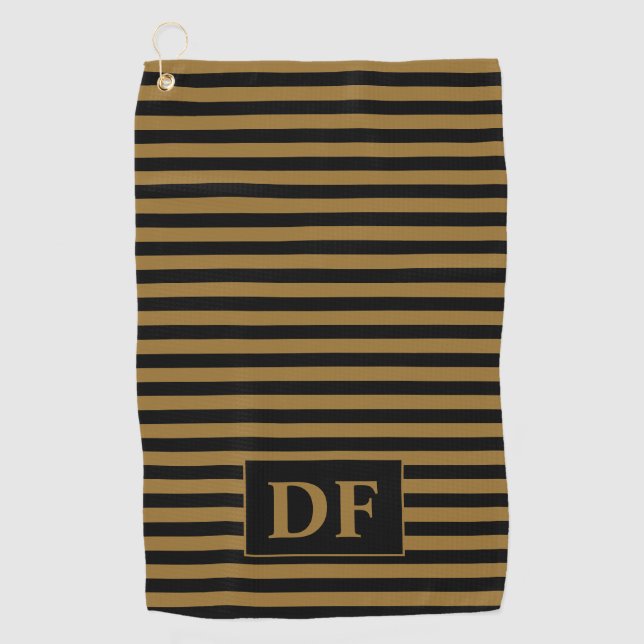 Serviette de golf Black/Gold Stripes (Devant)
