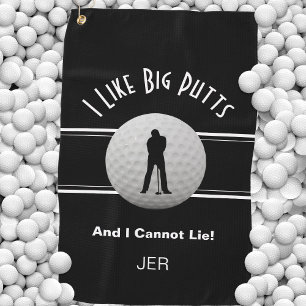 Serviette De Golf Black I Like Big Putts Golfer Humour Funny Monogra