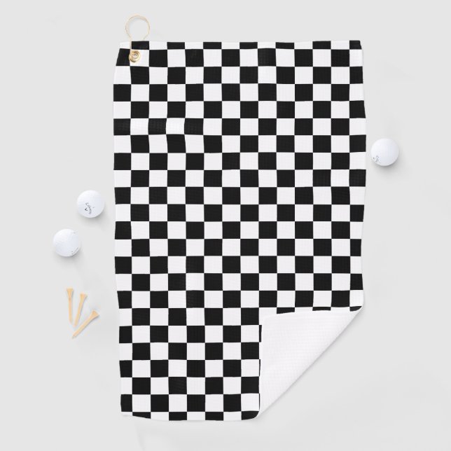 Serviette De Golf Blanc de emballage Checkered classique de noir de (En situation)