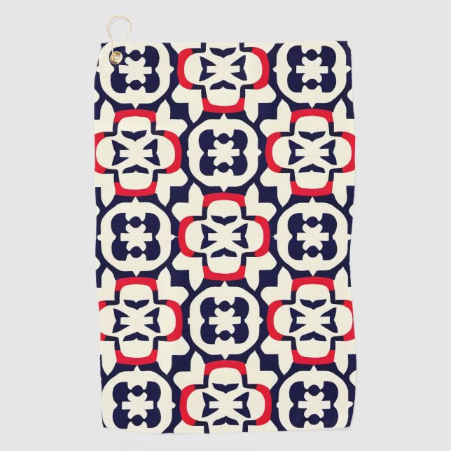 Serviette De Golf Blanc rouge et bleu de luxe (Devant)