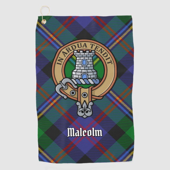 Serviette De Golf Blason du clan Malcolm sur tartan (Devant)