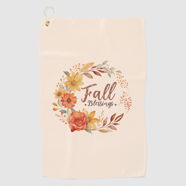 Serviette De Golf Blessures d'automne - Feuilles d'automne et couron (Devant)
