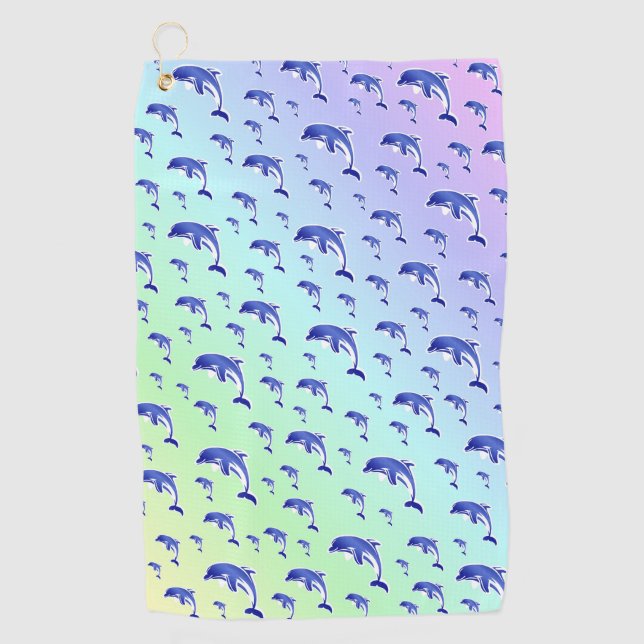Serviette De Golf bleu, dauphin, poisson, nature, aquatique, design, (Devant)