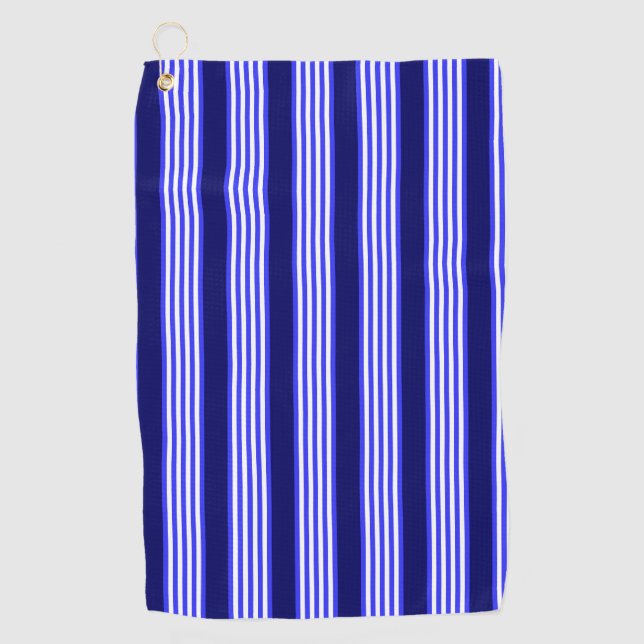 Serviette De Golf Bleu et blanc cinq bandes motif (Devant)