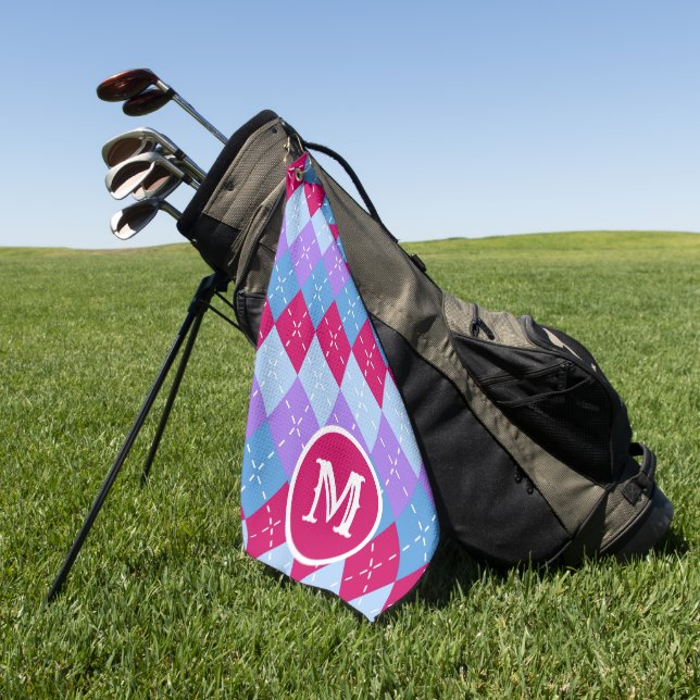 Serviette De Golf Bleu framboise Lavande Magenta Jacquard Personnali (Vert)