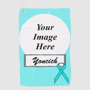 Serviette De Golf Bleu Lt / Ruban Turquoise Standard par Kenneth Yon