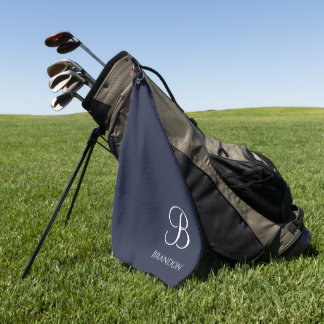 Serviette De Golf Bleu marine Nom personnalisé et monogramme