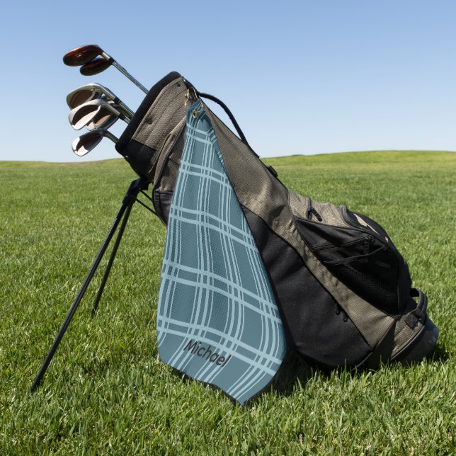 Serviette De Golf Bleu plaid (Vert)