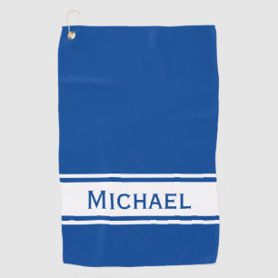 Serviette De Golf Bleu profond Bleu Blancs Nom moderne Monogramme